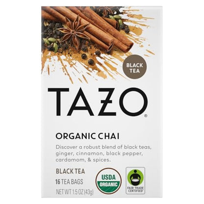 TAZO Organic Chai Black Tea Bags, Chai Tea, 96 Count (Pack of 12)