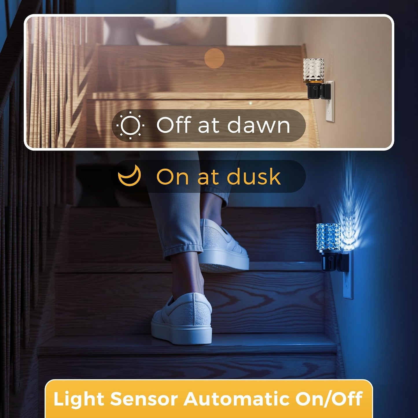 L LOHAS LED Night Light, Dimmable Night Lights Plug into Wall, Automatic Night Lights Plug in with Auto Light Sensor,Adjustable Brightness Amber LED Night Light, for Bedroom Hallway Home Decor