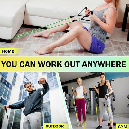 WHATAFIT Resistance Bands, Exercise Bands, Workout Bands with Handles, Door Anchor and Ankle Straps, 5 Resistance Levels Fitness Bands for Strength Training, Physical Therapy, and Home Gym Equipment
