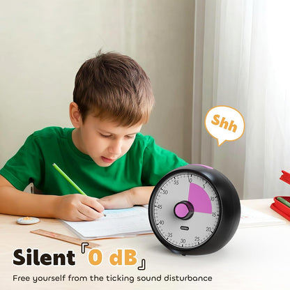 Visual Timer for Kids 60-Minute Countdown Timer with Optional Alarm, Focus Tool for ADHD & Autism, Time Management for Homework, Chores, Office, Kitchen, Teaching & Study Routines (Pink)