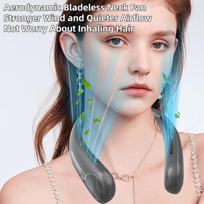 Portable Neck Fan, Personal Wearable Bladeless Fan, 6000mAh USB Rechargeable, 360° Airflow, LED Display, 4-Speeds, Hands Free Fan for Outdoor Indoor, Birthday Gifts for Men Women Dad Mom (Black)