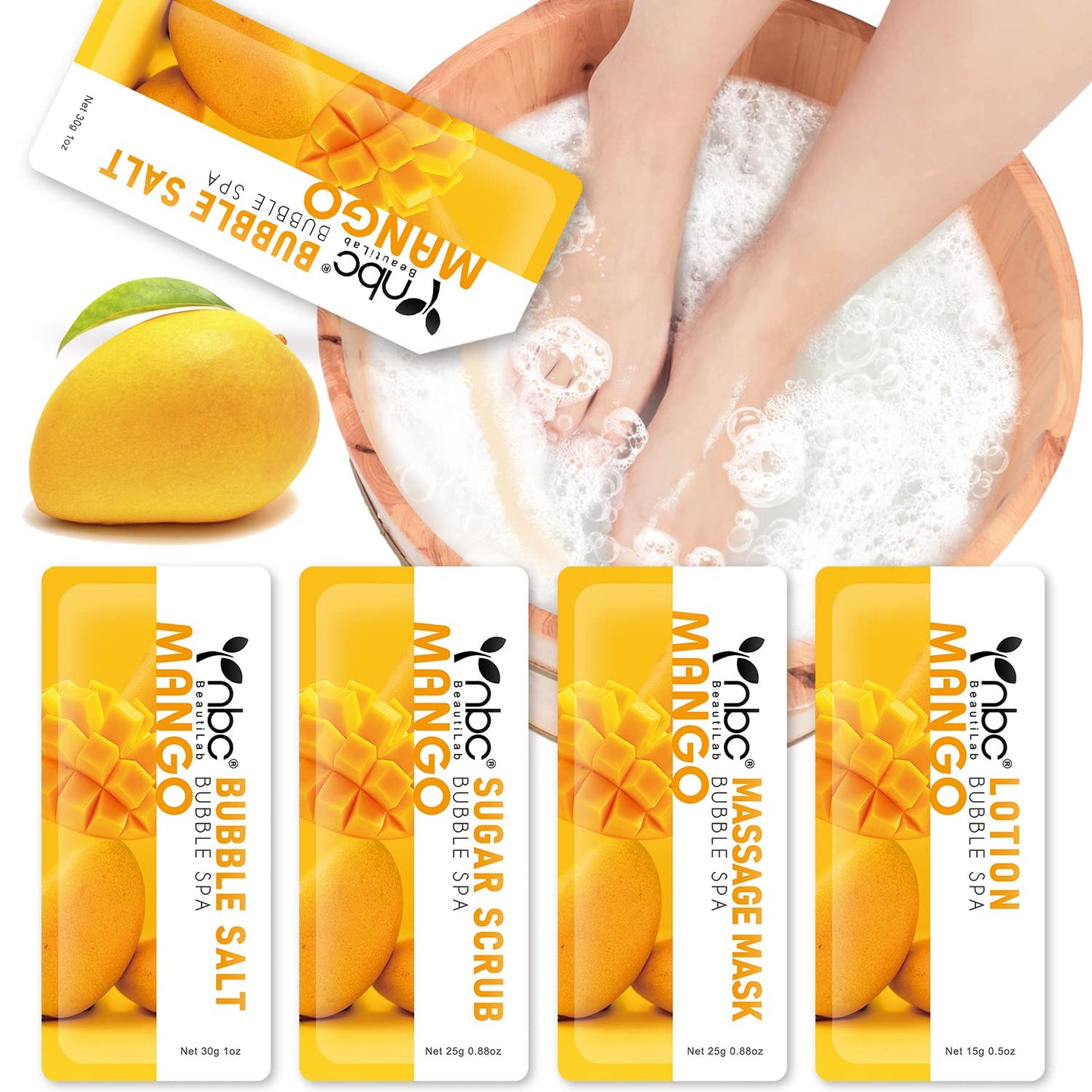 Pedicure Kit Foot Soak Set: Bubble Salt, Sugar Scrub, Massage Mask, Massage Lotion in a Box, 4 Step Foot Spa Kit for Dry Feet, Softens Calluses, Tired Feet（3 Set Lavender) - Colors A