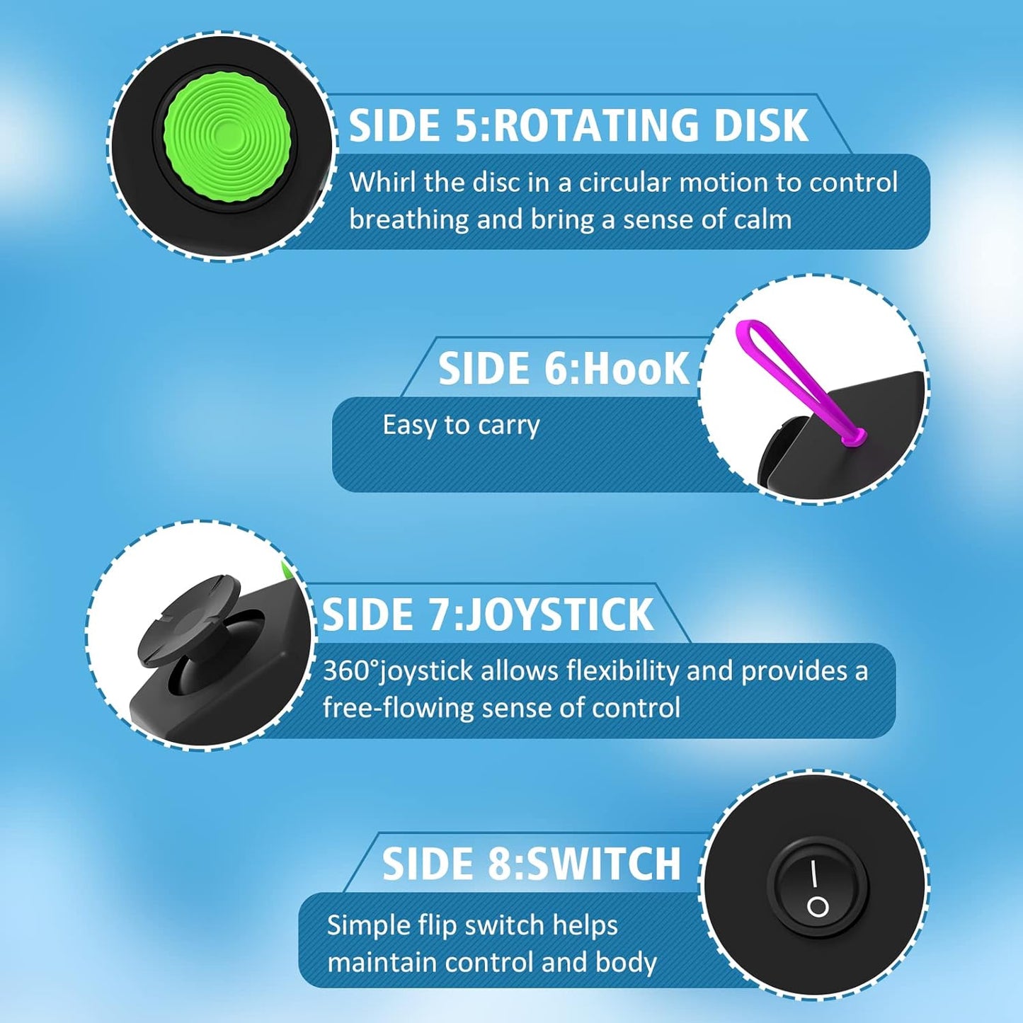 Fidget Dodecagon-12 Sided Fidget Toy Stress Relief Cube for Children and Adults, Silent Compact Classroom Gifts Stocking Stuffers for Teen Boys, Kids(B3 Blue Sky)