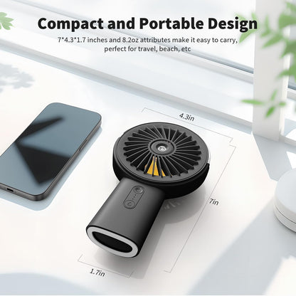 Otlonpe Handheld Misting Fan Portable, Small Personal Hand Held Rechargeable Mist Fan Water Spray, 4000mAh Battery Operated Hand Mister Fans 3-Speed, 4-15 Hrs Runtime for Travel Home Office Outdoor