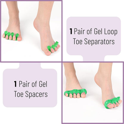 DR. JK- ToePal Gel Toe Separator, 2 Pairs, Toe Spacers, Toe Straightener, Hammer Toe Straightener, Toe Spreader, Toe Stretcher, Toe Corrector for Women and Men, Bunion Corrector