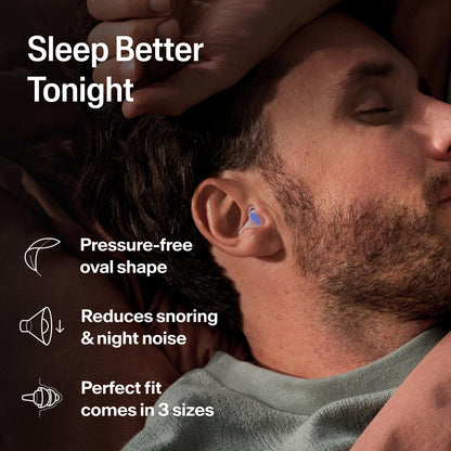 Alpine SleepDeep Earplugs for Sleeping – Side Sleepers & Snoring – Ultra-Soft Noise Reducing Earplugs – 27dB SNR – Hypoallergenic, Silicone-Free – 3 Pairs (S, M, L)