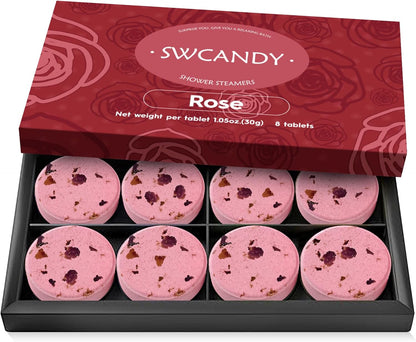 Shower Steamers Aromatherapy Birthday Gifts for Women - SWCANDY 8 Pcs Travel Essentials, Hotel Shower Spa Holidays Mom Wife Grandma Sister Her Self Care Relaxation with Natural Essential Oils Home