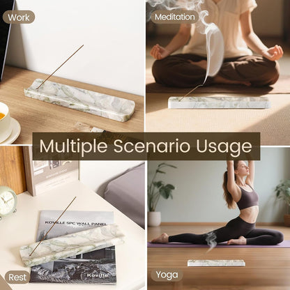 Koville Marble Incense Holder, Incense Holder for Sticks, Incense Sticks Holder Ash Catcher for Meditation Yoga SPA, Natural Stone Incense Burner, Home Table Decor (Grey)