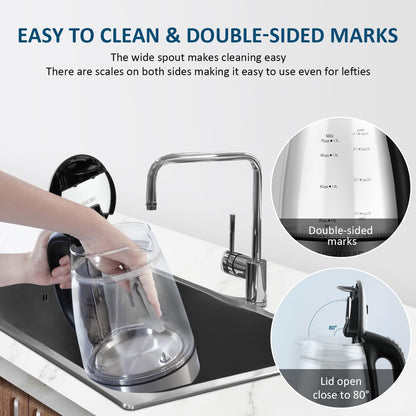 Cool Touch Electric Kettle with 6 Temp Presets for Tea/Coffee