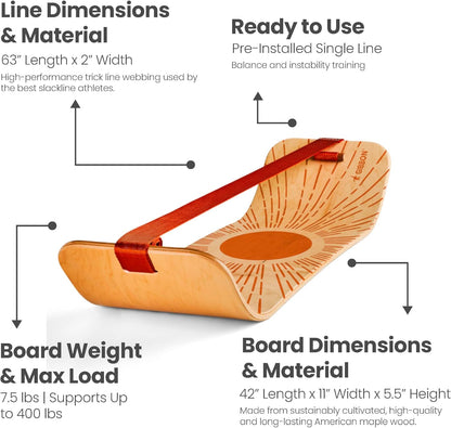 GIBBON SlackBoard, Balance Board Kids & Adults, Slackline Balance Trainer