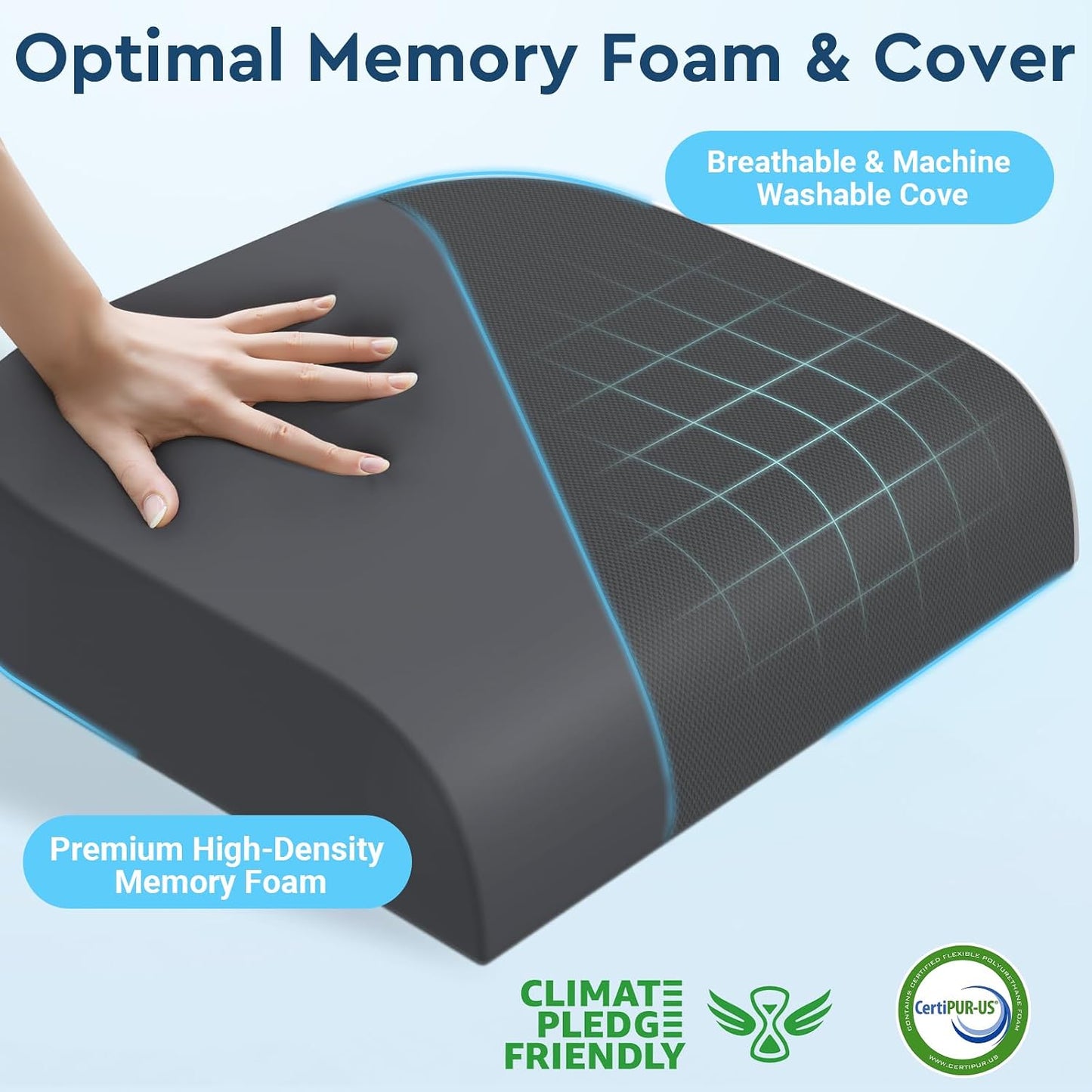 Seat Cushion, Memory Foam Office Chair Cushions for Long Sitting Hours, Chair Pad for Sciatica, Coccyx, Tailbone, Hip Pain & Pressure Relief, Office, Home, Car Seats, Airplane, Black/Large