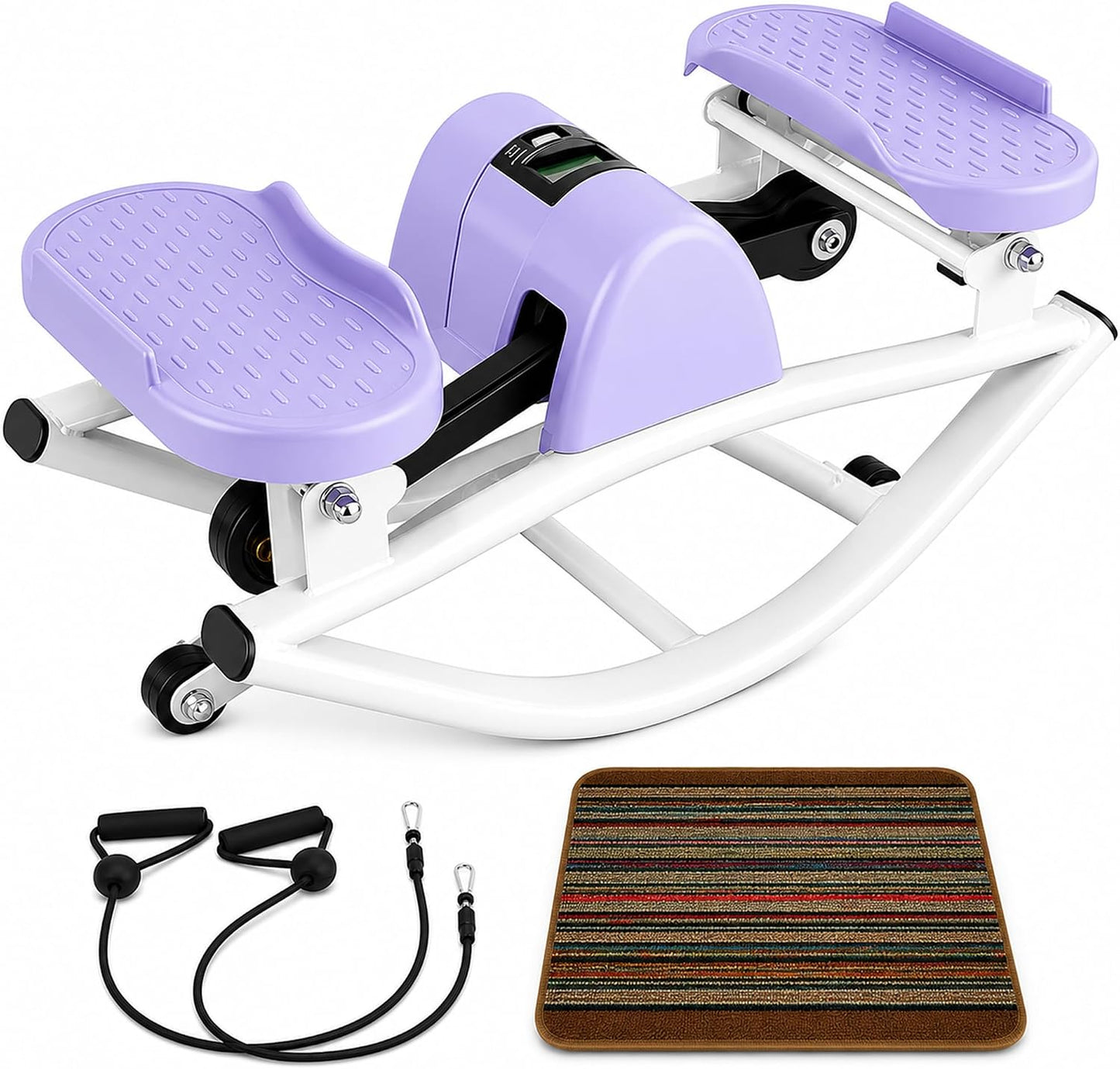 Lhanel Rock Stepper for Home Workout, Low-Impact Side Stepper with Resistance Bands, Side-to-Side Mini Stepper for Cardio, Weight Loss & Full Body Exercise