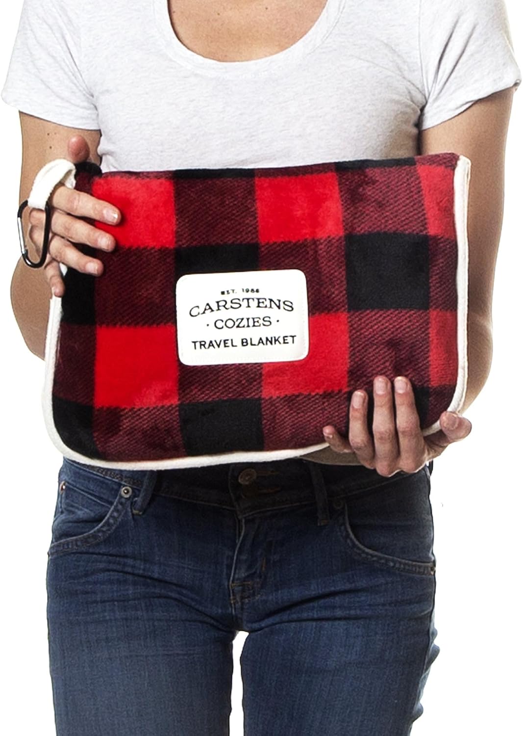 Carstens, Inc. Travel Blanket, Premium Compact 2-in-1 Airplane Blanket/Pillow, Open Sky Blue Aztec