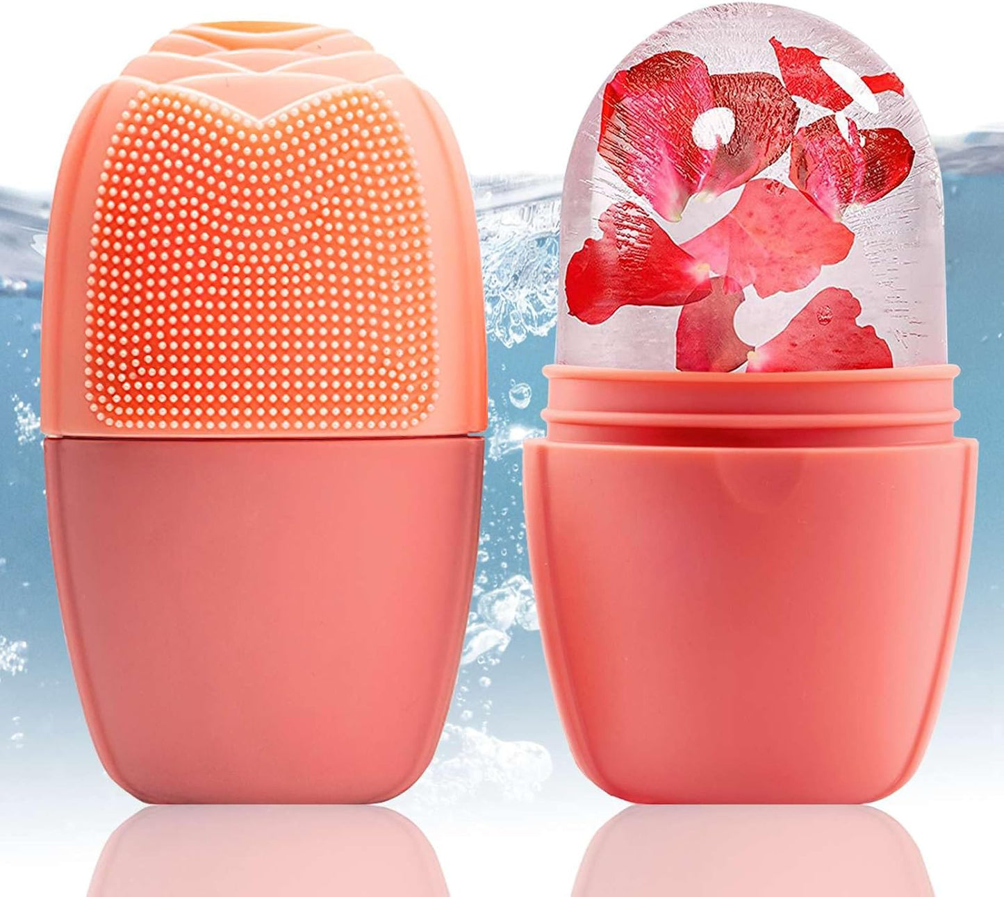 XHJRI Ice Cube Roller Massager for Face, Eyes and Neck Naturally Conditioning and Skin Care,De-Puff Eye Bags,Reduce Migraine Pain,Reusable Massage Silicone Ice Mold (Pink)