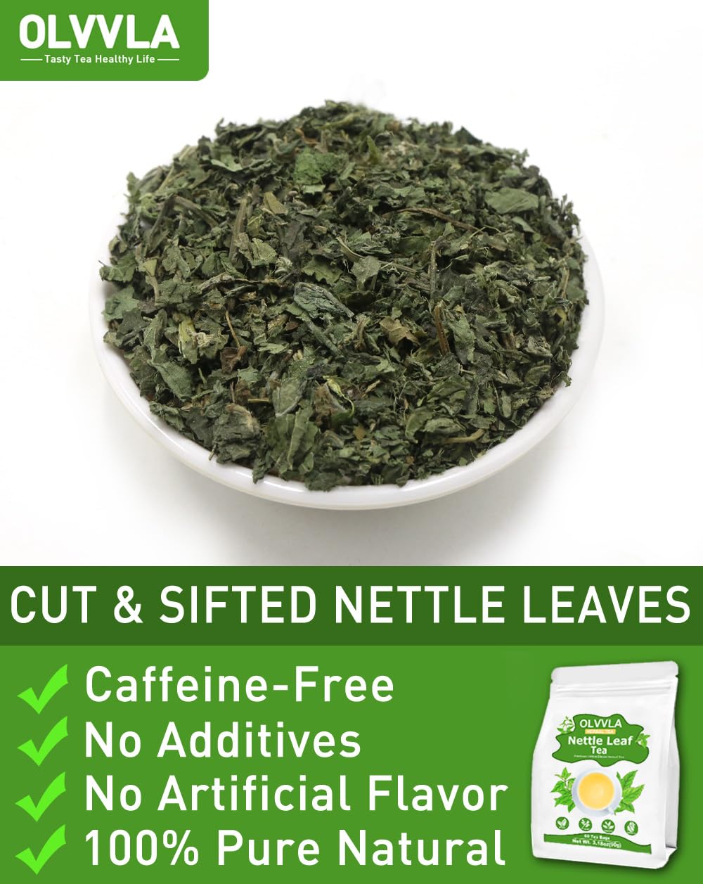 Olvvla - Nettle Leaf Tea - 1.5g X 60 Count - Pure Stinging Nettle Leaves