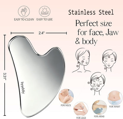 BYYDDIY Spherical Surface Stainless Steel Gua Sha Facial Tools, Metal Gua Sha for Face,Tighten Skin Massage, Guasha Beauty Tool for Body Eyes (W-s)