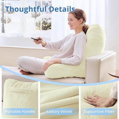 Sasttie Reading Pillows for Sitting in Bed Adult, Back Pillow Bed Sitting Up, Back-Rest Support Cushion for Sit Up on Couch, Sofa, and Floor, Dorm Essentials, Oeko-Tex Certified, Dark Grey
