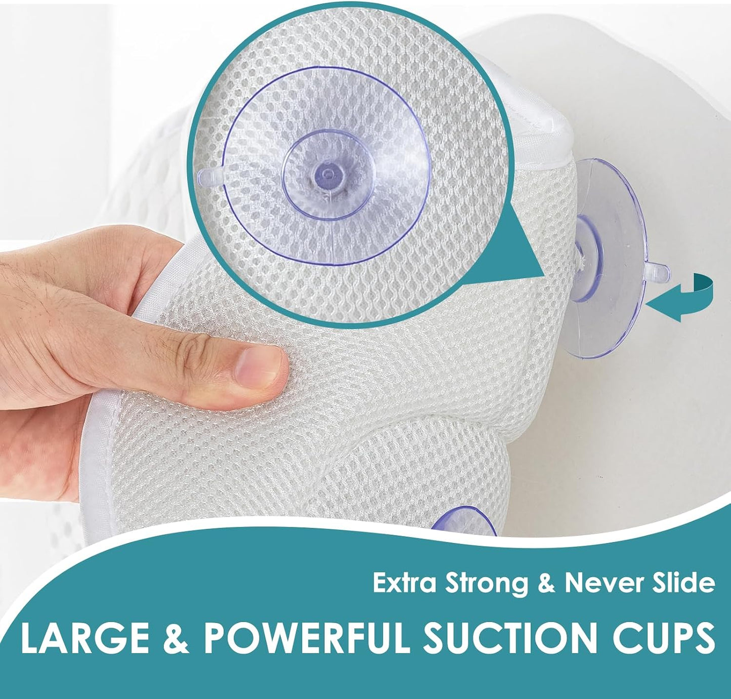 Bath Pillow for Tub,Luxury Bath Pillow for Back,Bathtub Pillow | Bathtub Pillow is Made of Soft 5D Mesh Fabric, Anti Slip Suction Cups, Spa Gifts, Neck And Back Support (Regular Version)