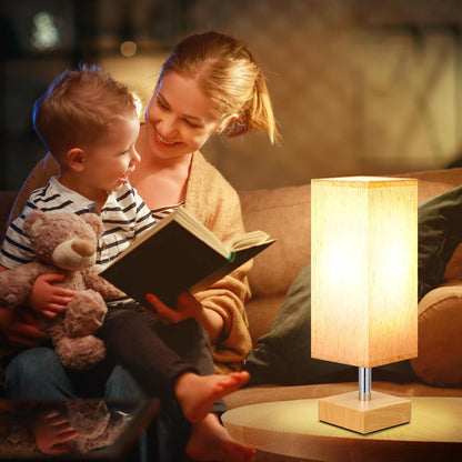 aooshine Small Table Lamp for Bedroom - Bedside Lamps for Nightstand, Minimalist Night Stand Light Lamp with Square Fabric Shade, Desk Reading Lamp for Kids Room Living Room Office Dorm