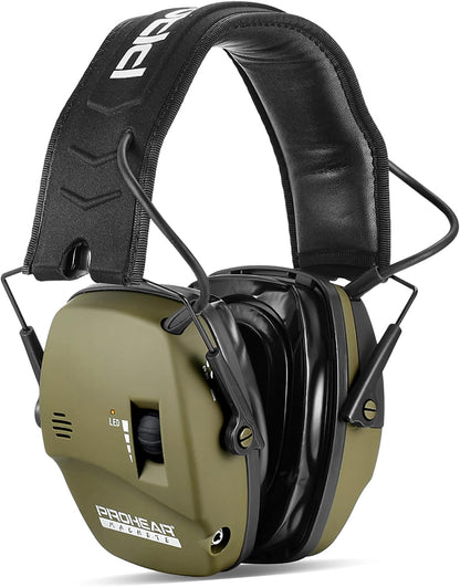 PROHEAR Electronic Ear Protection for Shooting with 4X Sound Amplification, Gun Range Hearing Protection Muffs, NRR 23dB Noise Reduction Headphones for Hunting, Green