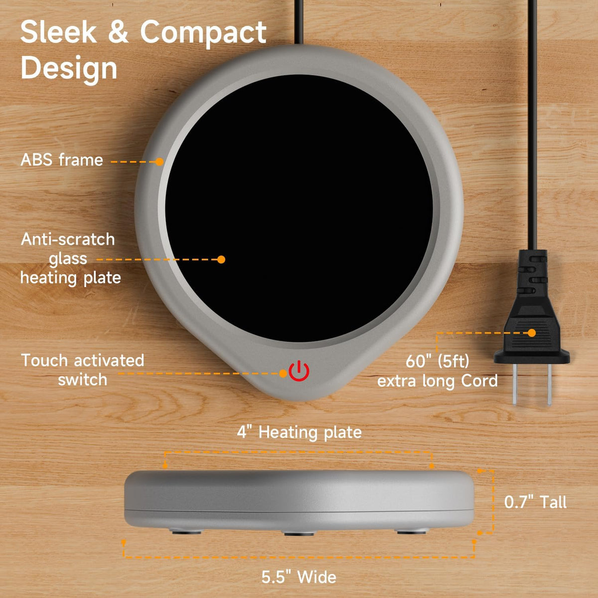 Oracer Coffee Mug Warmer, Cup Warmer for Desk with Auto Shut Off Smart Temperature Settings, Electric Beverage Tea Water Milk Heater for All Cups and Mugs, Heating Plate Candle Wax Warmer