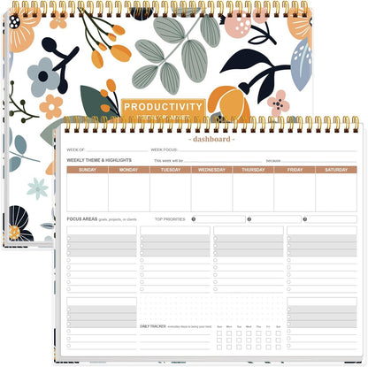 Weekly Productivity Planner - 8.5" x 11" Dashboard Desk Notepad Has 6 Focus Areas to List Tasks for Goals, Projects, Clients, Academic or Meal-Organize Your Daily Work Efficiently, 54 Weeks, Green