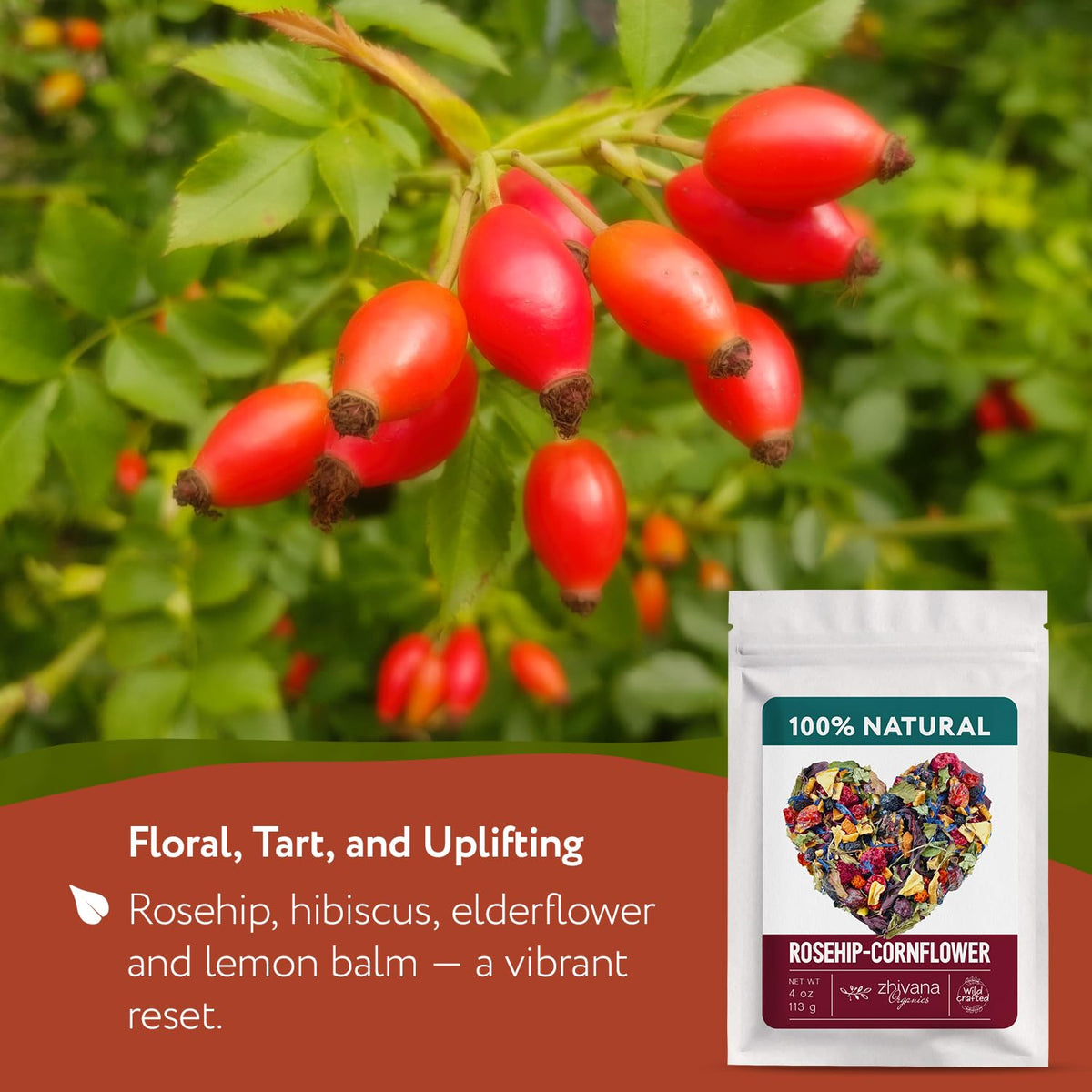 Loose Leaf Herbal Tea with Raspberry, Rosehip & Hibiscus 4oz.– No Caffeine
