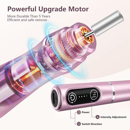 TUOBEO Cordless Nail Drill Electric Nail File Kit, Rechargeable Efile Set, Portable Acrylic Gel Nail Polish Remover Machine, Pedicure Manicure Tool, 11 Bits, 56 Sanding Bands, Salon Home, Purple