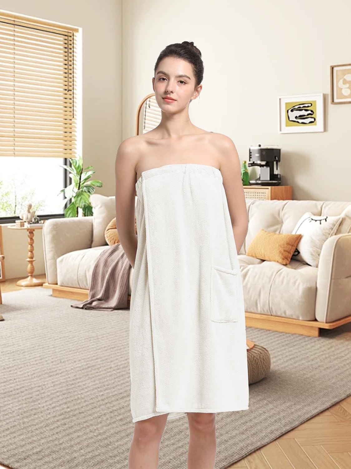 Women'S Soft Wrap Towel Full Length，Bath Robe After Shower Female Plush Long，Spa Bathrobes Lightweight With Pockets