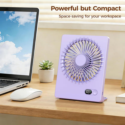 Zuvas Desk Fan Battery Operated Fan Rechargeable 180°Tilt Folding Personal Fan Ultra Quiet Small Portable 3 Speed Adjustable Strong Wind Fan For Office Bedroom Home Desktop Camping (White)