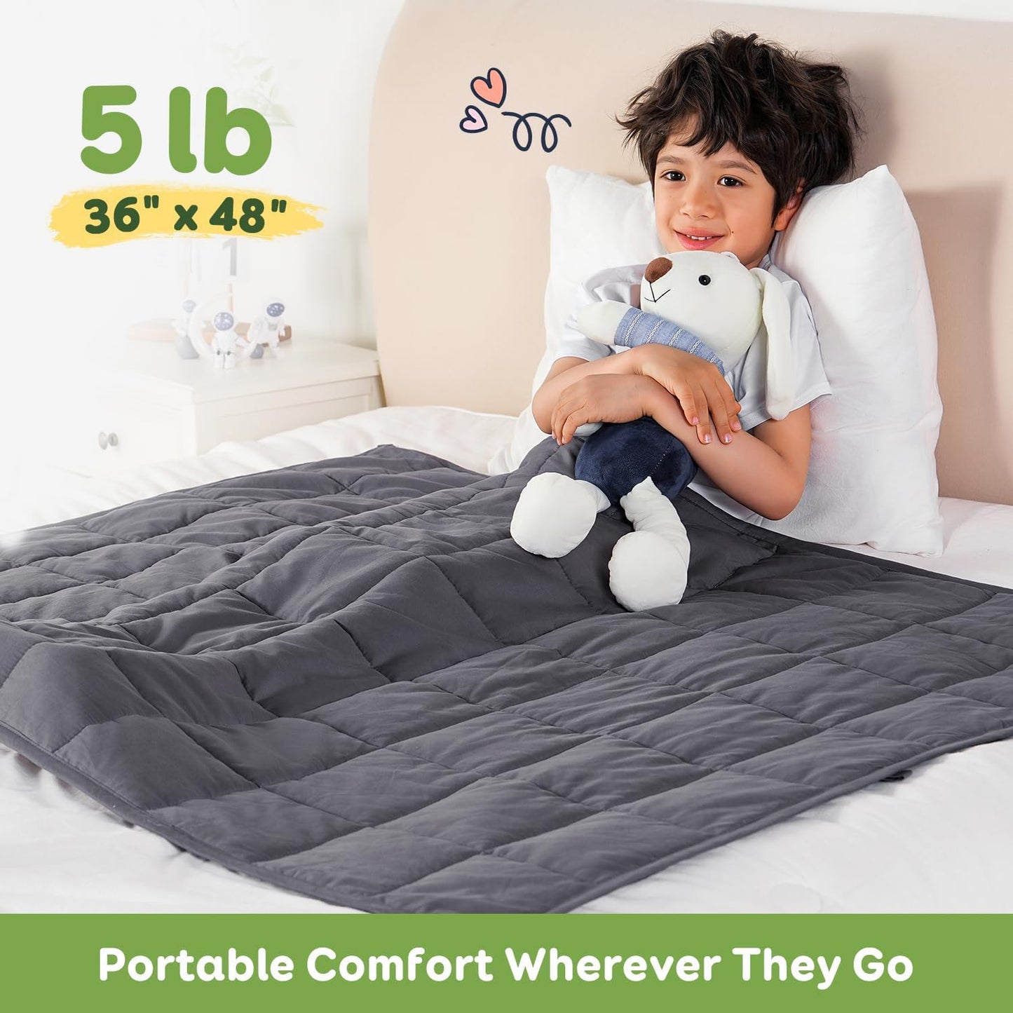 Sivio Weighted Lap Pad 2lbs, Cotton Weighted Blanket Sensory Weighted Lap Blanket Indoor Outdoor, 19 x 21 Inch, Blue Dinosaur