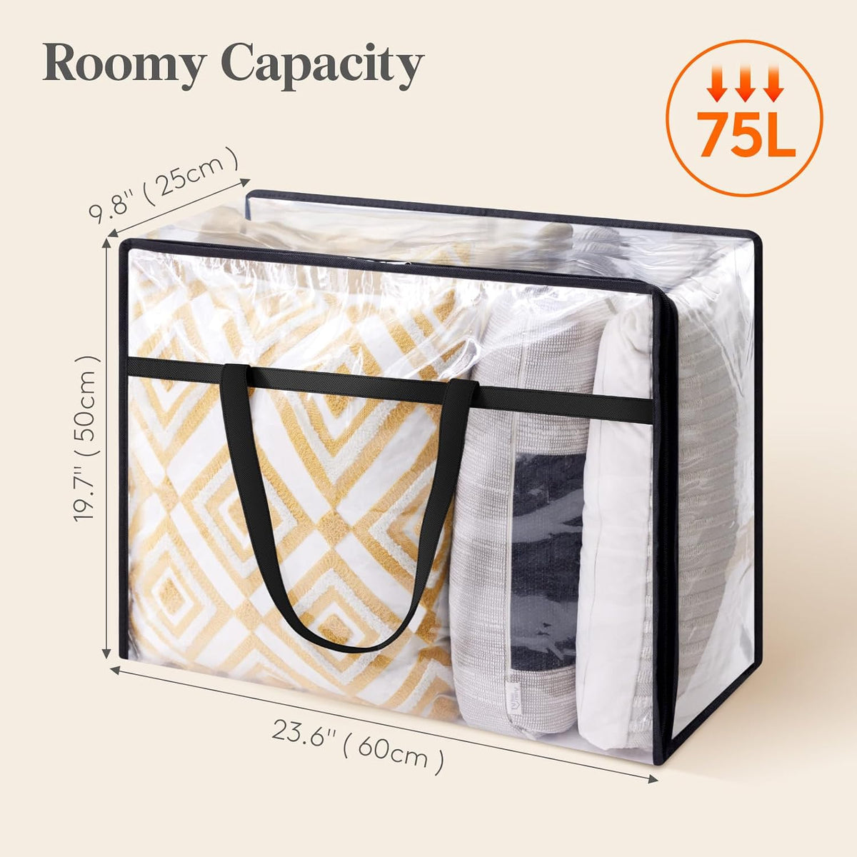 Lifewit 45L Clear Clothes Storage Bags,Plastic Foldable Blanket Storage Bag