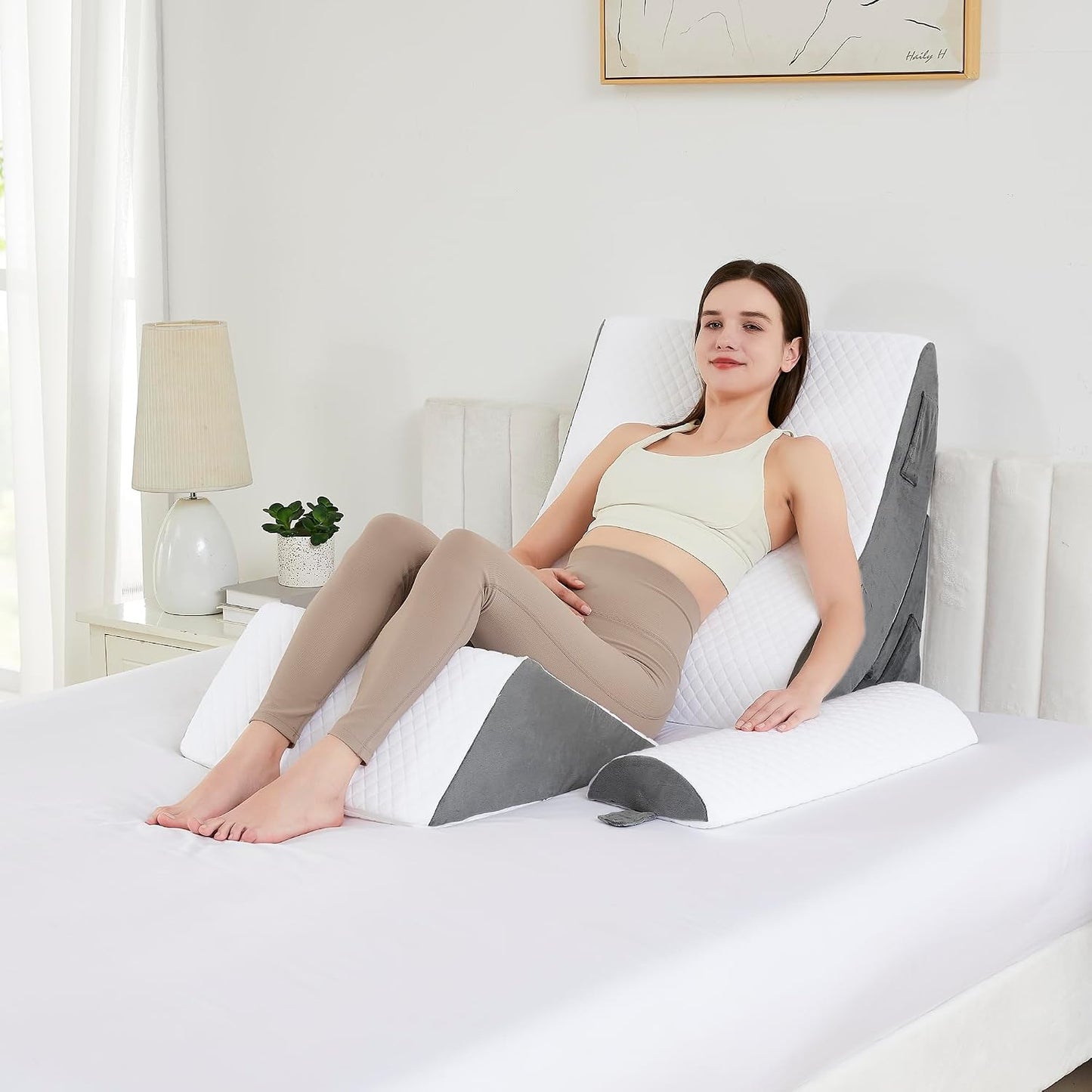Premium Bed Wedge Pillow - Ergonomic Support for Sleeping, Post-Surgery, Acid Reflux Relief, and More - CertiPUR-US Certified Memory Foam - Removable Cover Included, Triangle, 24" x 22" x 7.5"