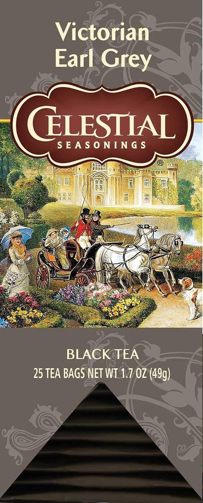 Celestial Seasonings Black Tea, Victorian Earl Grey, Contains Caffeine, 25 Tea Bags (Pack of 6)