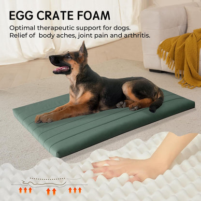 BALANCE Dog Crate Bed, Orthopedic Dog Bed Pad with Waterproof Liner, Washable Crate Foam Pet Mat for Large, Medium, Puppy Dogs Breeds, Mint Leaf, 36“x23”x1.6“