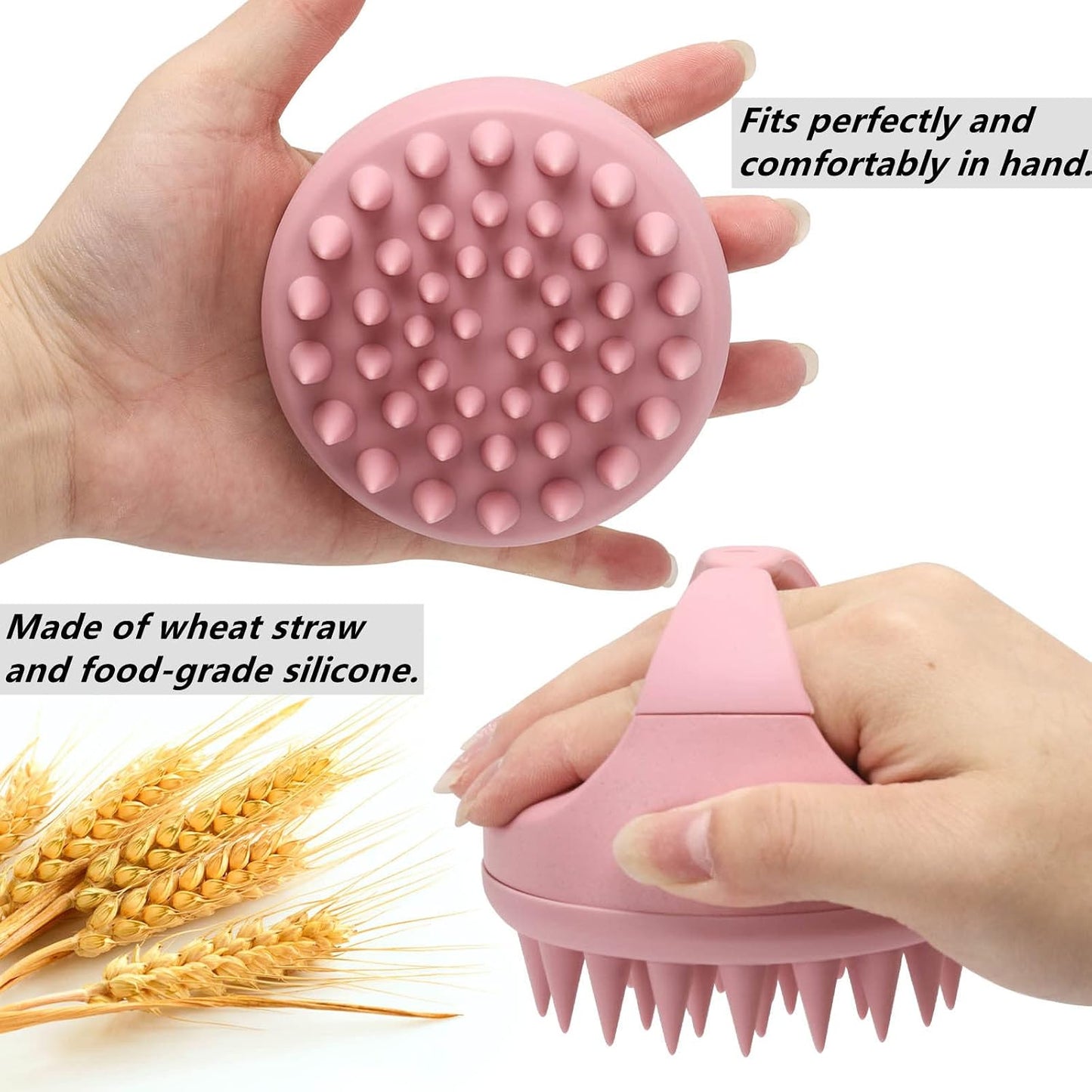 Hair Scalp Massager Shampoo Brush Hair Scrubber Washing Brush Silicone Scalp Exfoliator for Dandruff Removal- Beige