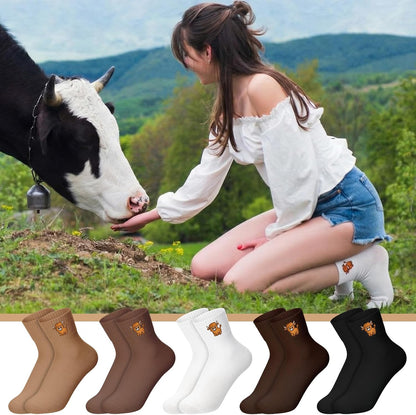 Eurzom 10 Pairs Socks Womens Crew Elastic Ankle Length Cotton Socks Aesthetic Cute Lightweight Low Cut Gifts for Women - Colors B