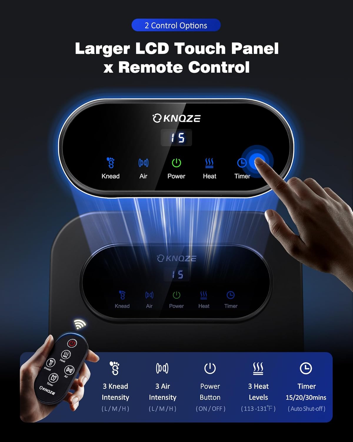 KNQZE Foot Massager with Heat and Remote, Shiatsu Deep Kneading Feet Massager for Plantar Fasciitis & Neuropathy, Foot Warmer, Gifts for Mom Women Men Dad, Fits Up to Men Size 12(Black)