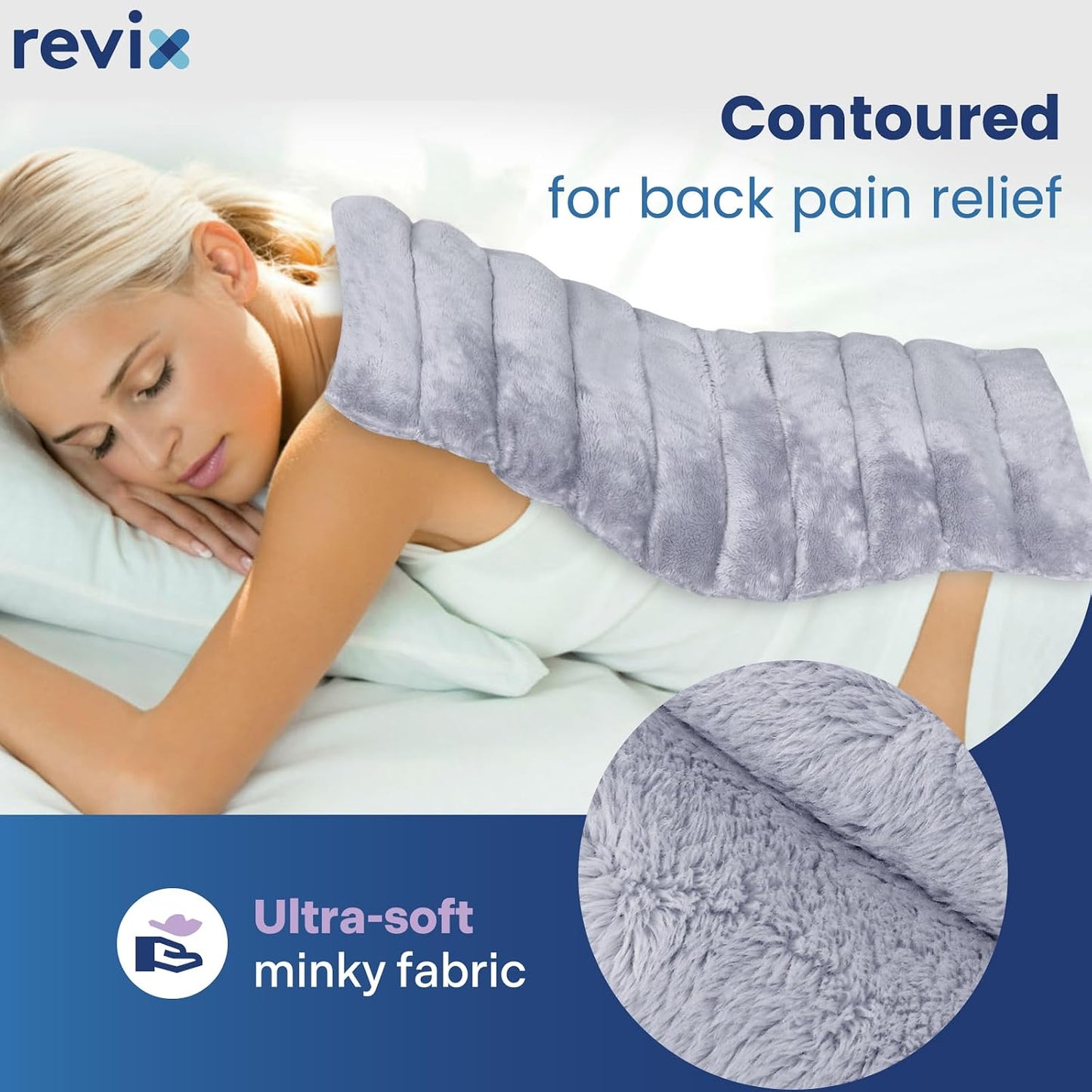REVIX Extra Large Heating Pad Microwavable for Back with Moist Heat, Microwave Heated Wrap for Full Back, Neck Shoulder and Muscles, Rose Velvet XXL Rice Bean Bag