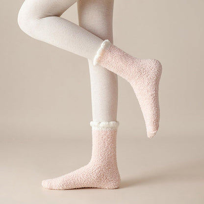 CHOWISH Womens Fuzzy Slipper Socks Super Soft Microfiber Fluffy Cozy Winter Warm Fuzzy Crew Socks