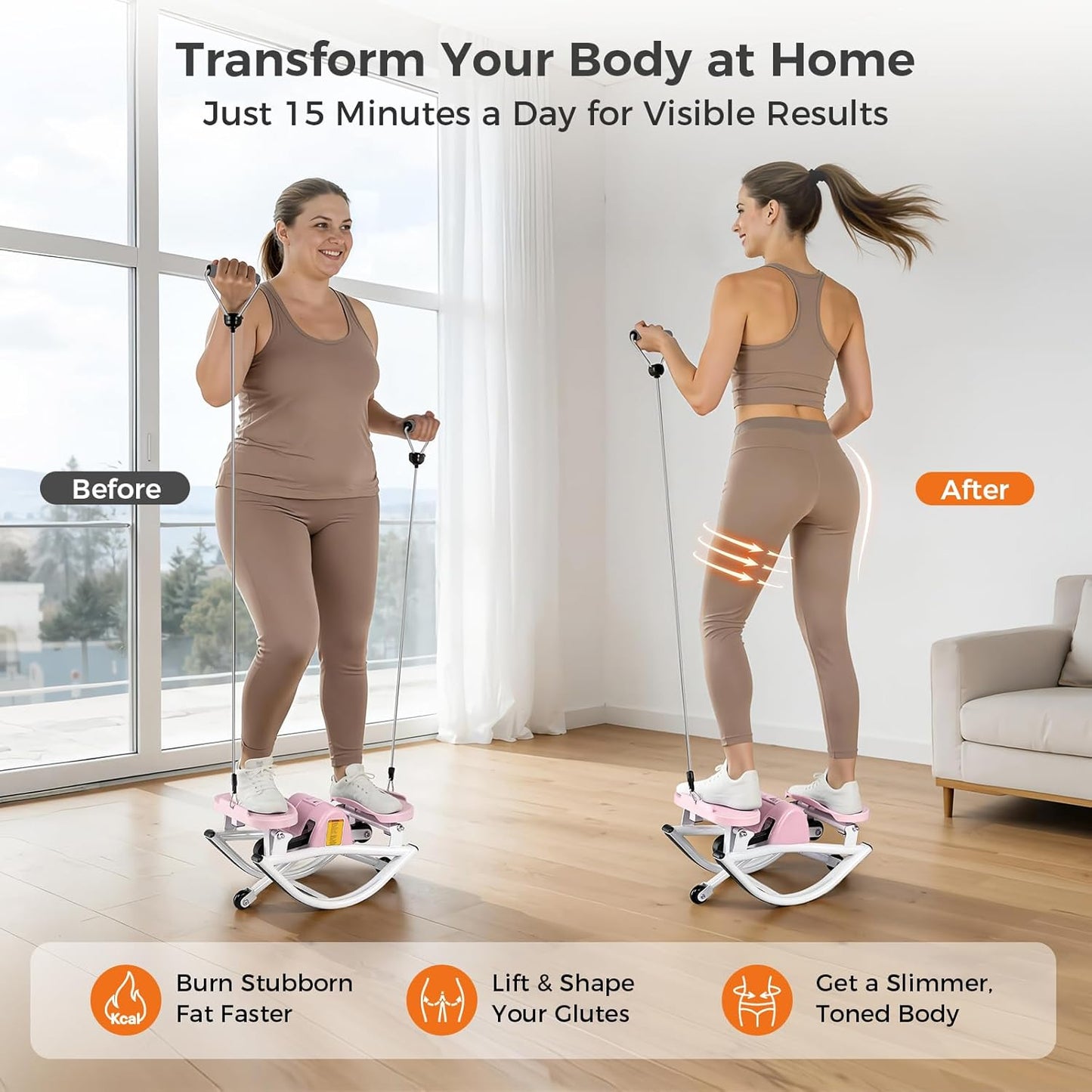 Rock Stepper Side to Side, Rocking Stepper with Lateral Motion, Compact Side Stepper for Home & Apartment, Low Impact Workout Machine (Black)