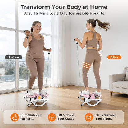 Rock Stepper Side to Side, Rocking Stepper with Lateral Motion, Compact Side Stepper for Home & Apartment, Low Impact Workout Machine (Black)