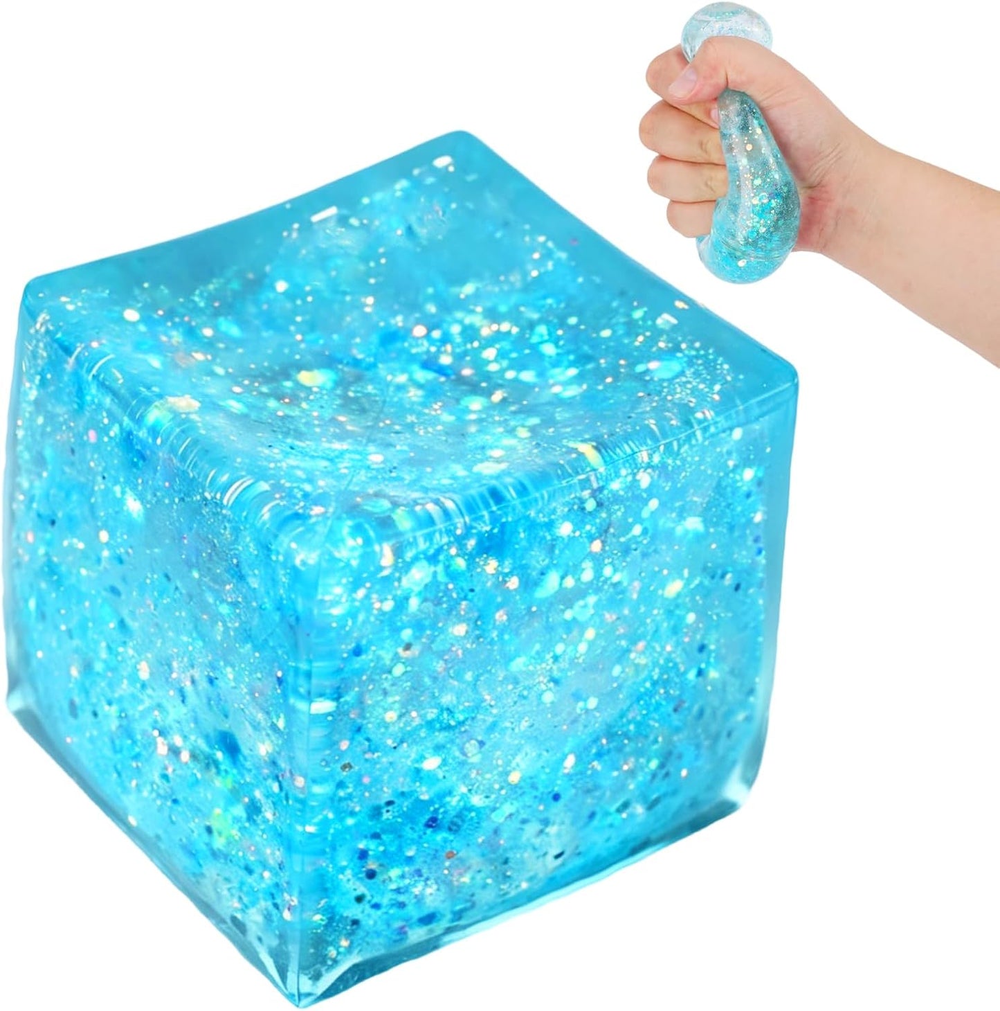 Nice Ice Cube Sensory Squeeze, Ice Cube Squishy Stress Balls for Adults Slow Rise Squishies with Solid Squish Soft Fidgets Malt Sugar Squishy for Anxiety Relief Focus