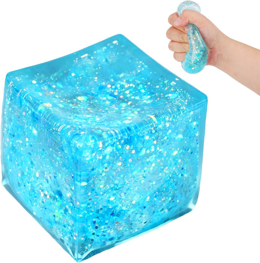 Nice Ice Cube Sensory Squeeze, Ice Cube Squishy Stress Balls for Adults Slow Rise Squishies with Solid Squish Soft Fidgets Malt Sugar Squishy for Anxiety Relief Focus