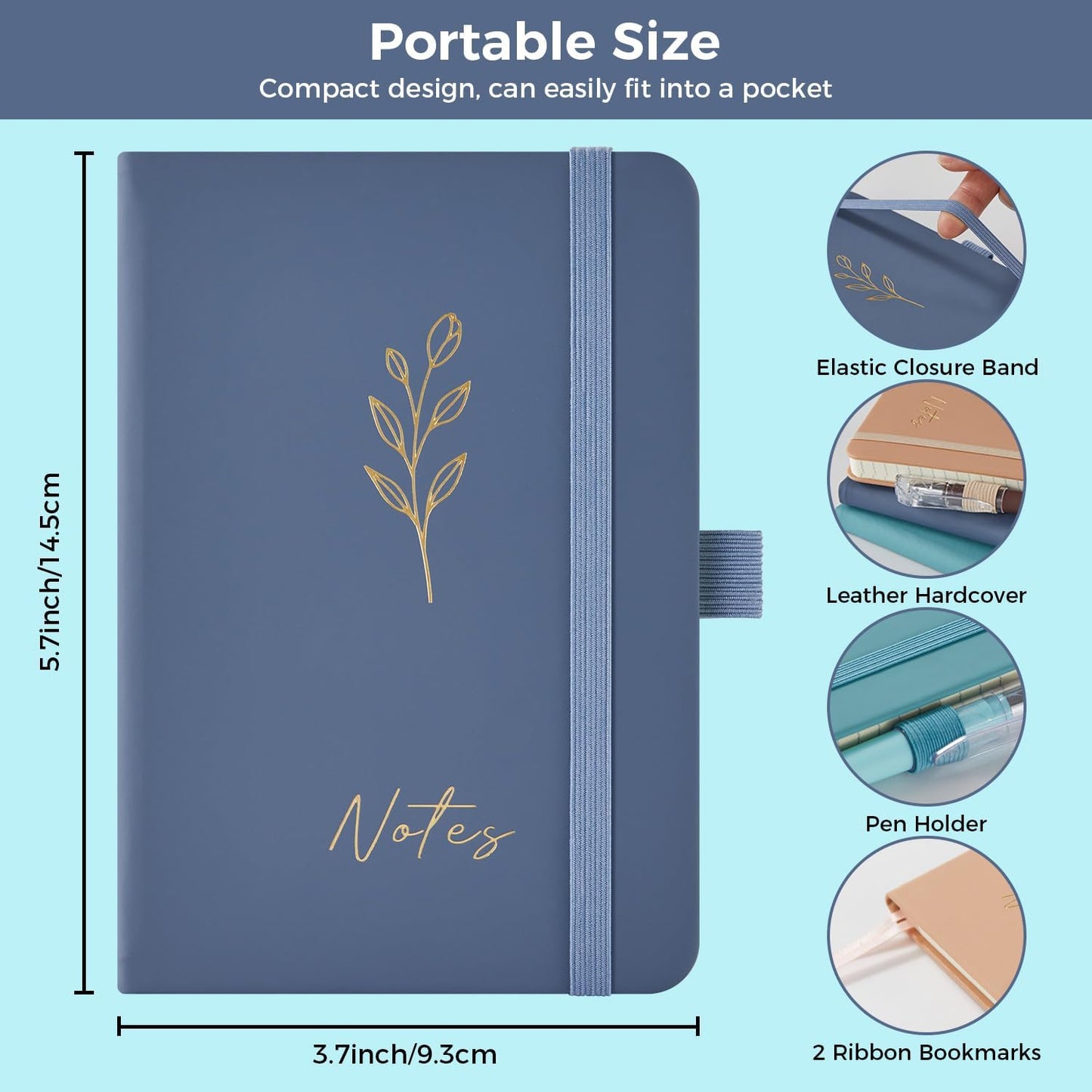 NIRMIRO (3 Pack) Pocket Notebook Small Journal with Pen, 3.7" x 5.7", A6 Mini Notebook for Women Men Work Writing, Hardcover Small Pocket Notepad with 100Gsm Premium Thick Lined Paper, Black Leather