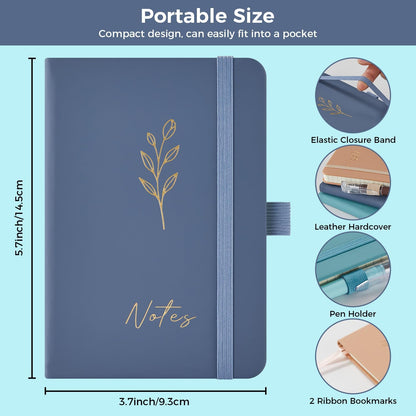 NIRMIRO (3 Pack) Pocket Notebook Small Journal with Pen, 3.7" x 5.7", A6 Mini Notebook for Women Men Work Writing, Hardcover Small Pocket Notepad with 100Gsm Premium Thick Lined Paper, Black Leather