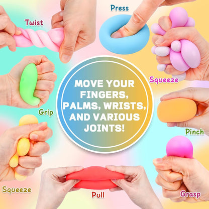 12 Pack Slow Rising Stress Ball,Stress Balls for Kids Adults,Stretchy Fidget Toys for Stress Relief,Hand Therapy Sensory Squishy Ball, Squishy Toys for Kids, Classroom Prize Box Party Favors
