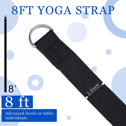 6 Pcs Yoga Straps for Stretching 8 Ft, Safe D Ring Buckle