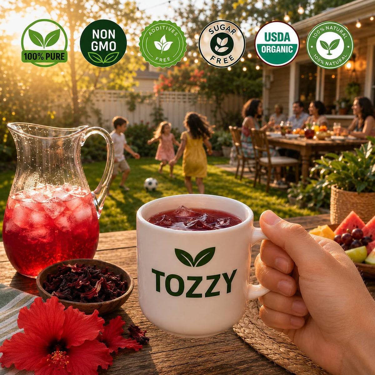 Tozzy Organic Hibiscus Tea, 100 Pyramid Tea Bags