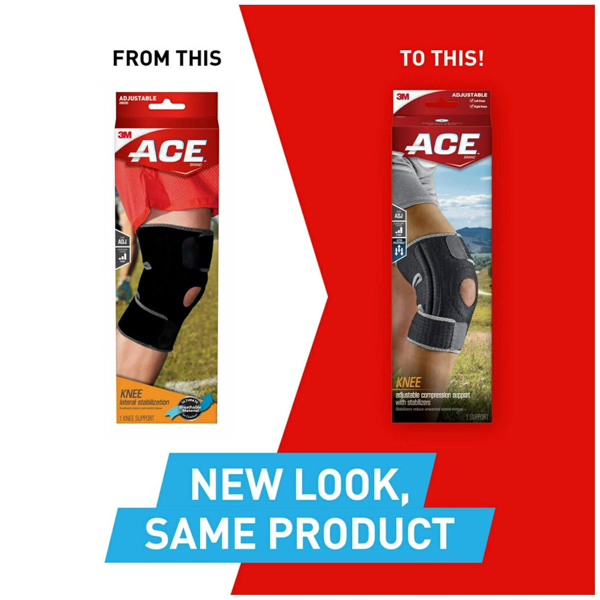 ACE Brand Adjustable Knee Brace with Side Stabilizers Provides Support & Compression to Arthritic and Painful Knee Joints
